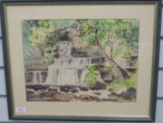 A watercolour, I Christopherson, Cotter Force, signed, 27 x 37cnm, plus frame and glazed