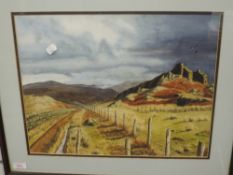 A watercolour, Christine Roberts, moorland landscape, signed and dated (19)88, 35 x 45cm, plus frame