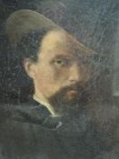 An oil painting, attributed to Andrew Burnett, self portrait, 61 x 46cm, plus frame and glazed