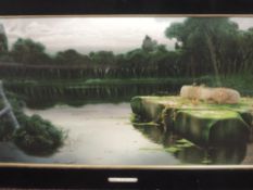 A print, after Enrique Serra,Evening at the Pontine, 42 x 77cm, plus frame and glazed