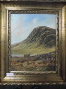 An oil painting, Hans Bulder, monarch of the glen, 29 x 23cm, plus frame