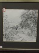 A pencil sketch, J Ingham Riley, Farm Buildings Kentmere, signed, 27 x 27cm, plus frame and glazed