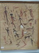 A painting on board, EB, Indigenous Australian art, initialled, 60 x 50cm, plus frame
