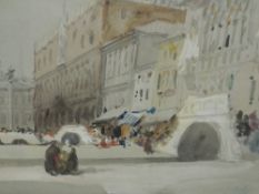 A watercolour, attributed to Hercules Brabazon Brabazon, Grand Canal Venice, initialled, 23 x