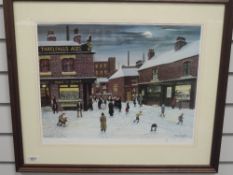 A Ltd Ed print, after Tom Dodson, salvation army in snow, signed and num 768/850, 37 x 47cm, plus