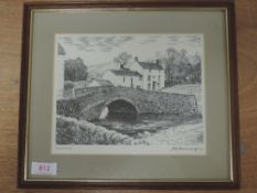 A print, after Alfred Wainwright, Malham, signed, 17 x 21cm, plus frame and glazed