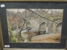 A watercolour, Colin C Hilton, Respryn Bridge, signed and attributed verso, 25 x 35cm, plus frame
