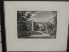 An engraving, after Ralph Croft, Kirkby Lonsdale Bridge, C19th, 30 x 38cm, plus frame and glazed