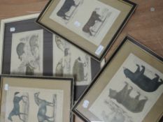 Four engravings, animal interest inc horses, C19th, 29 x 15cm, plus framed and glazed