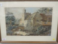 A watercolour, attributed to Ivan Cooke, Ightham Mote Kent, attributed verso, 25 x 40cm, plus