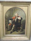 An oil painting, E Lorsay, period seated gent, signed, 40 x 29cm, plus frame and glazed