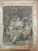 A watercolour, AP and Vincent, tavern scene, initialled and signed, and dated 1795, 25 x 20cm