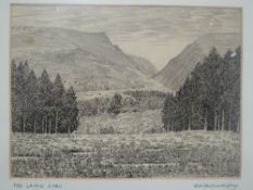 A pen and ink sketch, Alfred Wainwright, The Lairig Ghru, (Scotland), signed, 15 x 20cm, plus