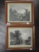 A pair of engravings, after Callcut, rustic views, each 20 x 25cm, plus frame and glazed