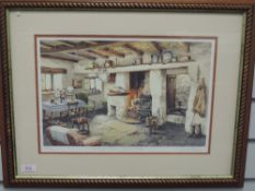 A Ltd Ed print, after Judy Boyes, Old Farm Kitchen Little Langdale, signed and num 176/850, 27 x