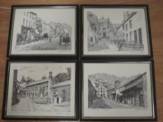 A set of four prints, after Alfred Wainwright, Kendal interest, Highgate, Yard 82, Entry Lane and