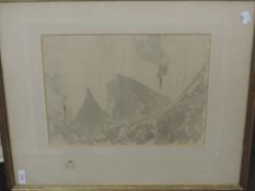 A watercolour, C J Holmes, possibly Charles John Holmes, Slag Heap Clay Cross, signed and dated