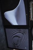 Two large black and white abstract prints