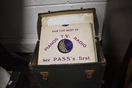 A box of 78 shellac records including swing, easy listening and more.