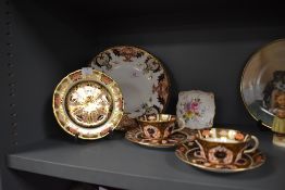 A selection of ceramics by Royal Crown Derby in the Imari design including two teacups and