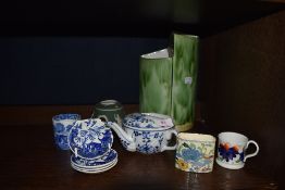 A small selection of ceramics including studio pottery vase