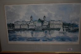 A signed and limited run print of The Royal Naval college Greenwich 97/250 after Charles Bone