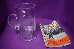A large glass tankard inscribed Derian House Golf Classic 1998 along with four volumes of Golf