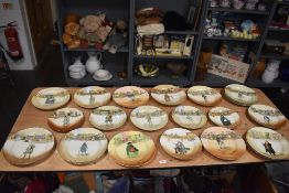 A good selection of ceramic display plates by Royal Doulton in the Dickens Ware or Series ware
