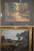 Two full colour prints including sheep scene and riverside