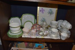 A selection of tea cups and saucers and coffee canisters including Hammersley and Royal Grafton