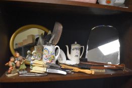 A variety of items including ceramics, dress brushes, cutlery and figures etc