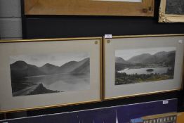 Two full colour photographic prints of lake scenes