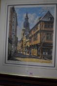 A full colour print of a French market town