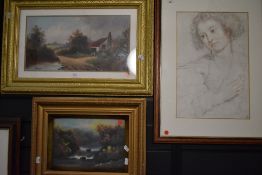 Two original art works possibly gouache depicting river side scenes