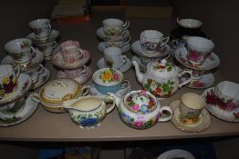 A selection of tea cups and saucers including society Windsor and Blair and co