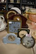 A selection of mantle and similar clocks including early motor car dashboard clock by Smiths