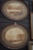 A pair of sepia tone photographic prints of Lakeland scenes