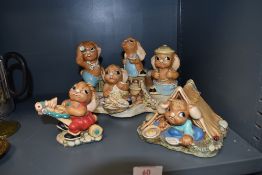 A selection of mid century pottery figures by Pendelfin