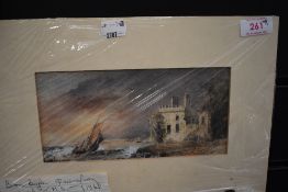 An original water colour sketch depicting Barn Bugle Queensferry signed T.M.S 1861