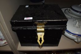 A vintage metal deed box of small size