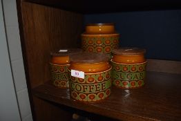 A selection of kitchen storage jars by Hornsea Pottery in the Bronte design