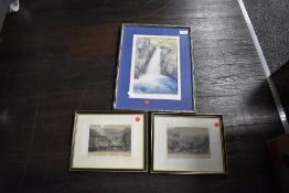 Two late Victorian prints including Westmorland for Kirkstone and Ambleside also a watercolour