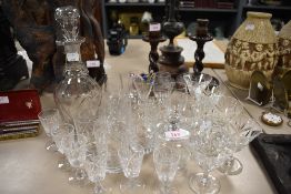 A selection of clear cut crystal glass wares including Richardson marked glass