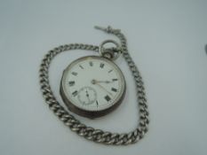 An Edwardian silver top wound pocket watch by American Waltham USA no: 12112203, having Roman