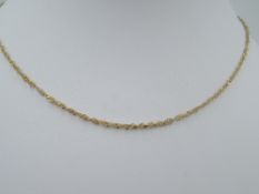 A 9ct gold fine rope chain, approx 15' & 1.8g