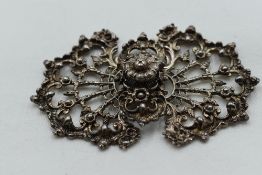 A Victorian silver buckle of pierced and 3D form, Chester 1894, marks worn, possibly CC, approx 28.