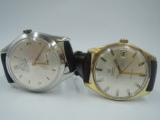 A gent's 1960's Omega Geneve automatic wrist watch having baton numeral dial with date aperture in a