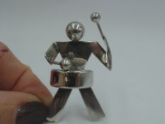 A silver drummer boy brooch of plain stylised form by Charles Horner, Chester 1948, reg no:857611,