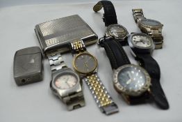 A selection of gent's wrist watches including Solvil Titus, Montine, Citizen etc and a Zippo Blu