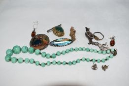 A small selection of silver and white metal jewellery, some stamped sterling/silver including